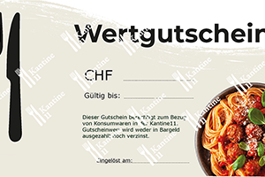 Wertgutschein der Kantine11 in Burgdorf für Speisen und Getränke