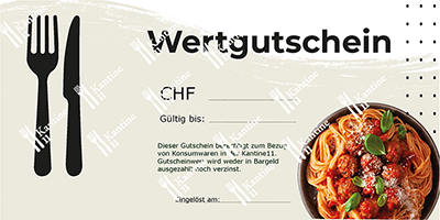Wertgutschein der Kantine11 in Burgdorf für Speisen und Getränke